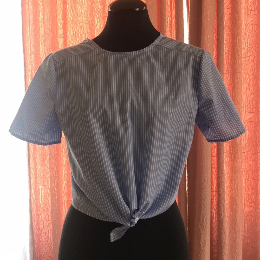 Blue blouse with white stripes